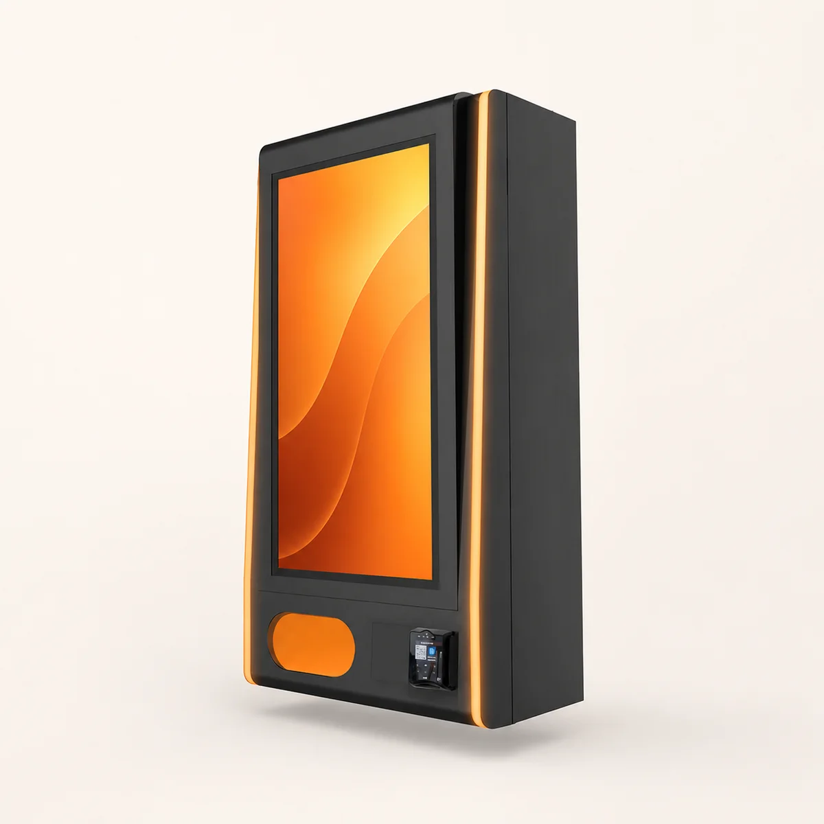 VapeVendy 32-inch LED wall vending machine with orange accent lighting
