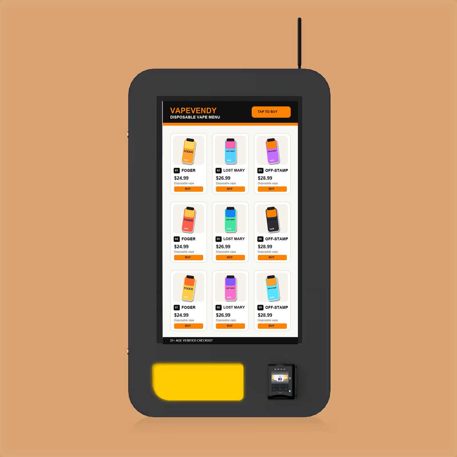 VapeVendy wall-mounted vape vending machine